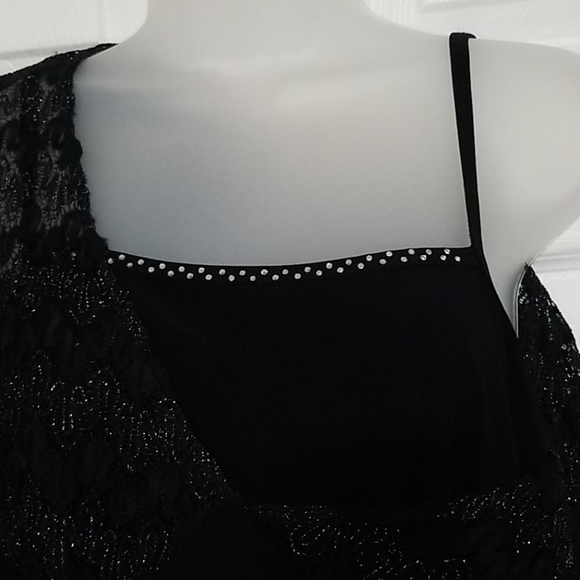 Studio 1940 Black Lace and Tricot Top - Picture 3 of 8